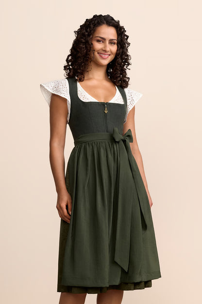Krüger Eulalie Long Dirndl, Green — 70cm 2pc Set