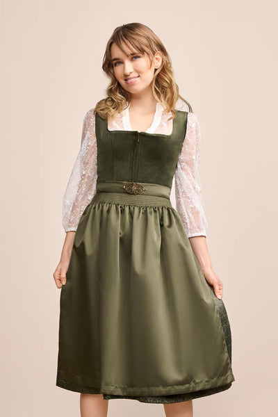 Kruger Long Dirndl 2pcs. 70cm "Livie" olive (36)