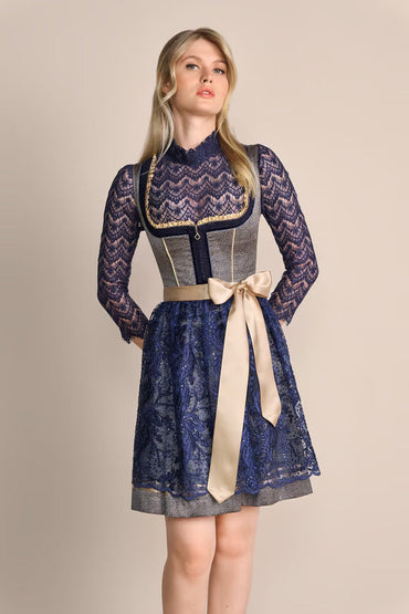 Kruger Midi Dirndl 2pcs. 60cm "Effi" blue (low stock)