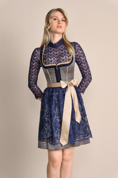 Kruger Midi Dirndl 2pcs. 60cm "Effi" blue (low stock)
