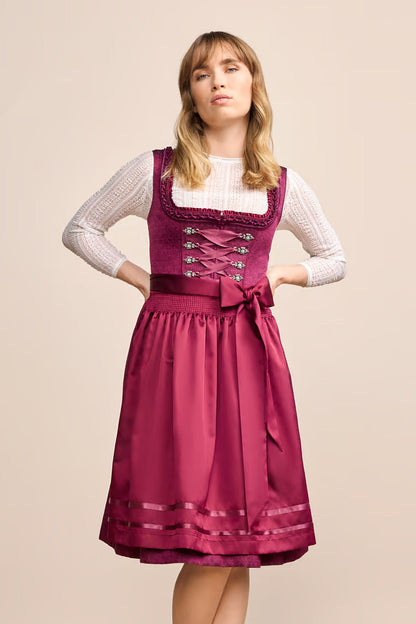 Kruger Thialda Midi Dirndl, Red — 60cm 2pc Set