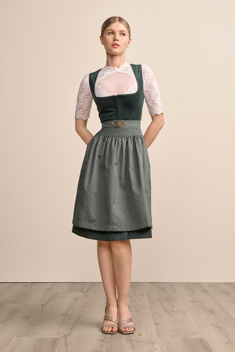 Kruger Alisha Midi Dirndl, Green 60cm 2pc Set Kruger Alisha Midi Dirndl, Green 60cm 2pc Set