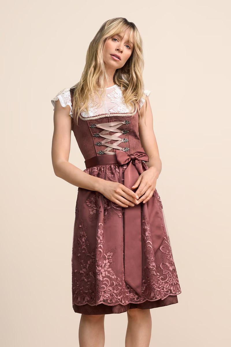 Kruger Midi Dirndl 2pcs. 60cm "Nevaeh" red