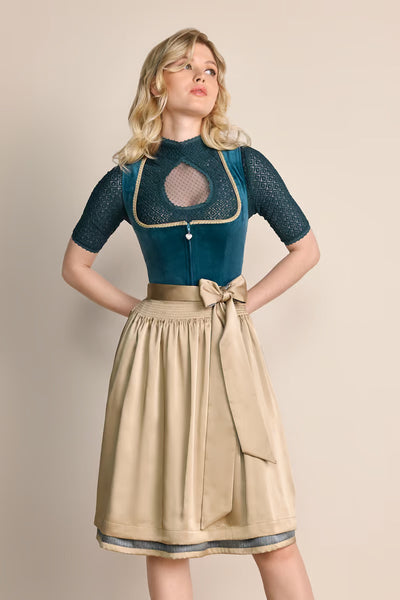 Kruger Midi Dirndl 2pcs. 60cm "Dena" turquoise