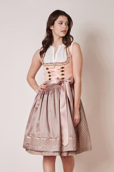 Kruger Midi Dirndl 2pcs. 60cm "Leonita" Pink (size 38)