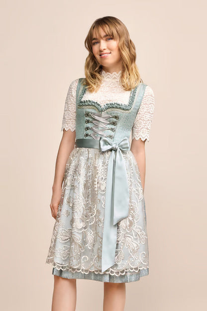 Kruger Midi Dirndl 2pcs. 60cm "Lilinoe" turquoise (34,42)