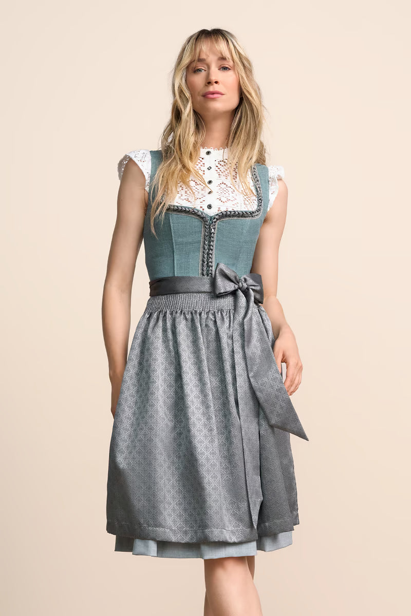Kruger Midi Dirndl 2pcs. 60cm "Soleil" turquoise