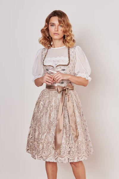 Midi Dirndl 2pcs. 60cm "Kalinda" beige