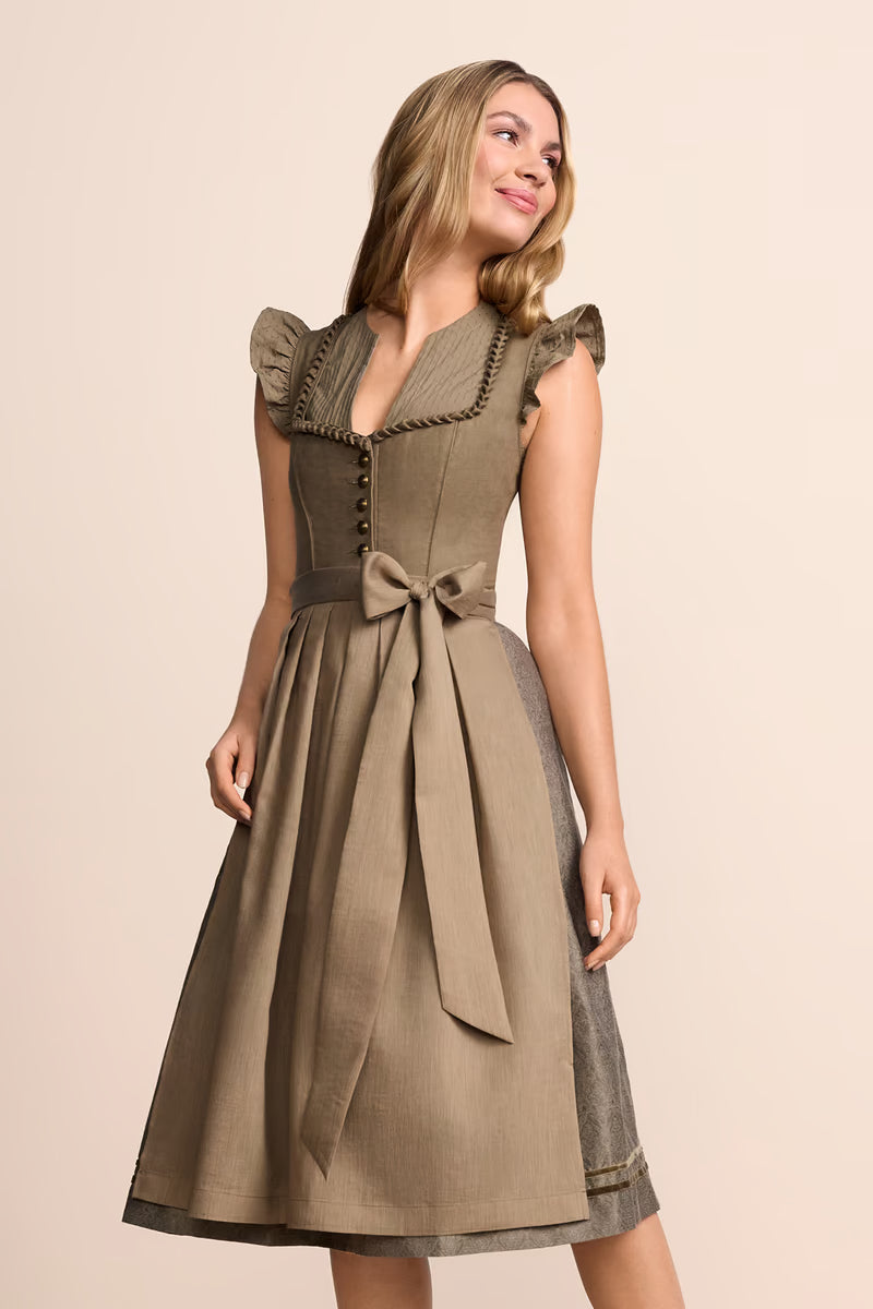 Kruger Adena Long Dirndl, Brown — 70cm 2pc Set