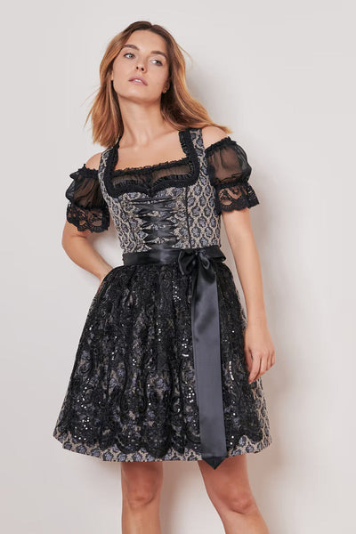 Kruger Mini Dirndl 2pcs. 50cm "Lonie" black (size 40)