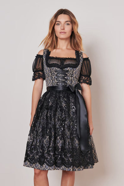 Kruger Midi Dirndl 2pcs. 60cm "Lonie" black (34)