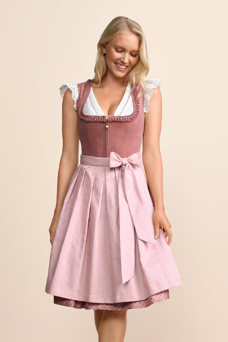 Kruger Midi Dirndl 2pcs. 60cm "Chleophea" pink