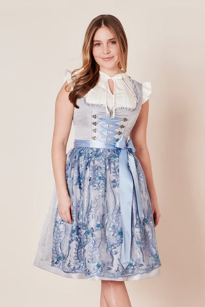 Kruger Karlotta Midi Dirndl, Blue — 60cm 2pc Set