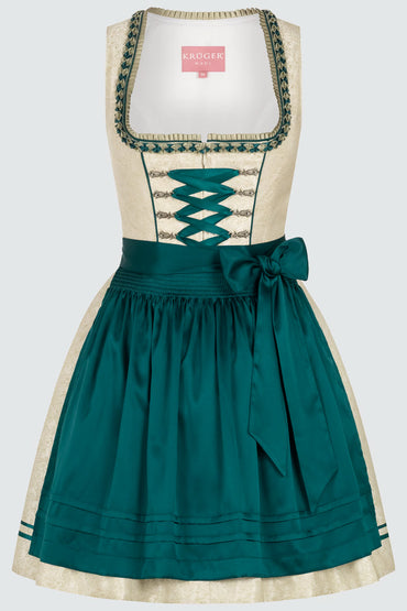 Kruger Mini Dirndl 2pcs. 50cm "Pistacchio" ecru/green