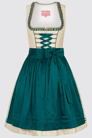 Kruger Midi Dirndl 2pcs. 60cm "Pistacchio" ecru/green (38)