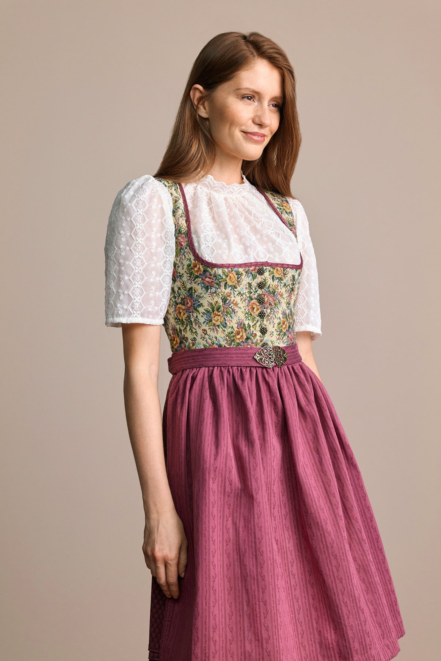 Julia Trentini Rosi Midi Dirndl, Beige — 60cm