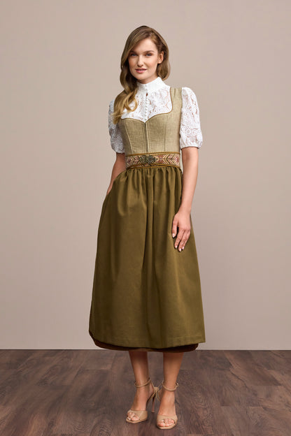Julia Trentini Leslie maxi dirndl in olive, 80cm