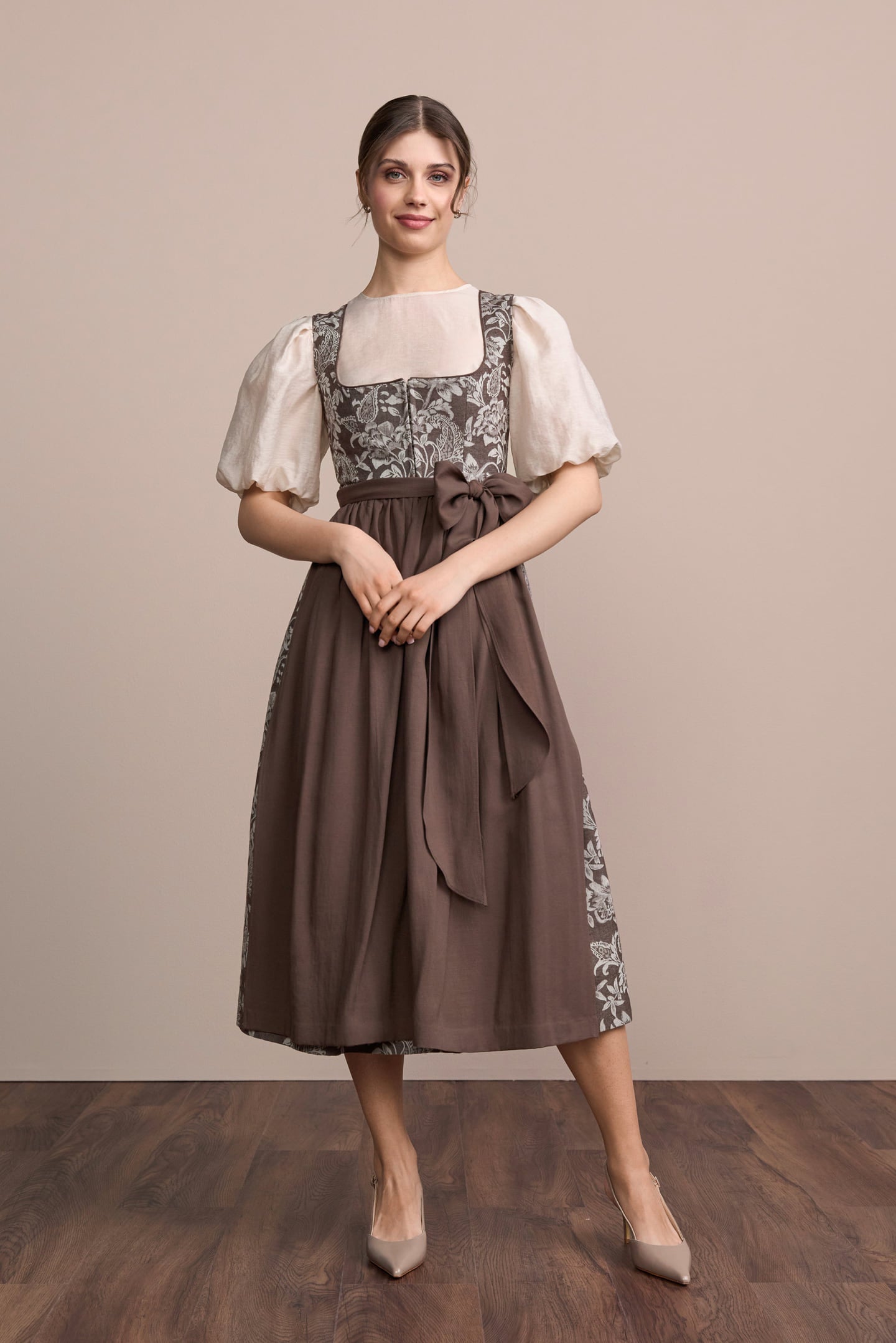 Julia Trentini Odita Dirndl, Brown — 80cm Maxi