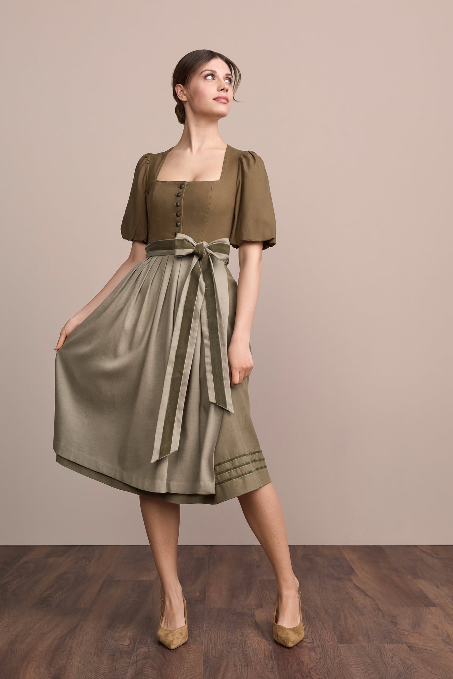 Julia Trentini Mathildea Dirndl, Olive — 70cm Long