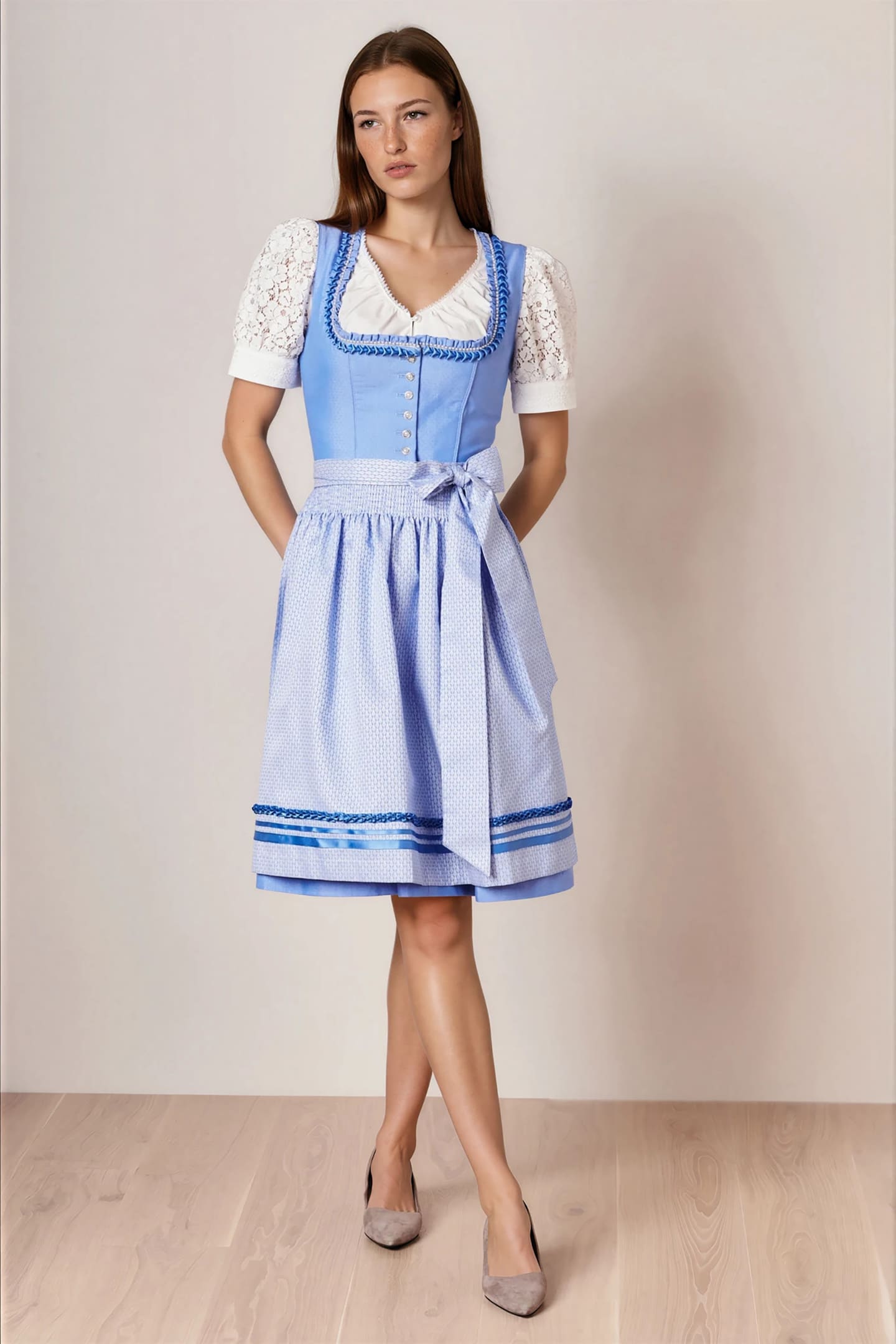 Julia Trentini Elsa Midi Dirndl, Blue — 60cm