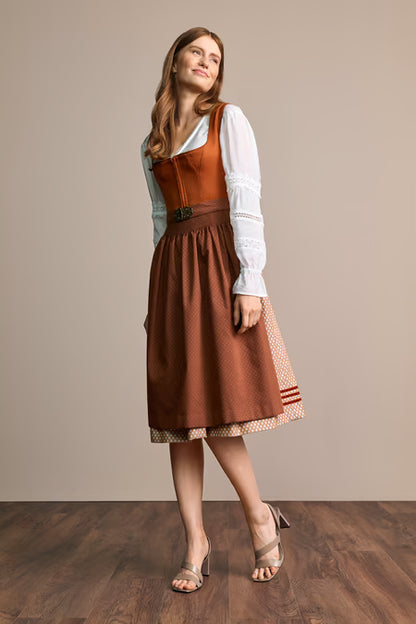 Julia Trentini Freda Long Dirndl, Orange — 70cm