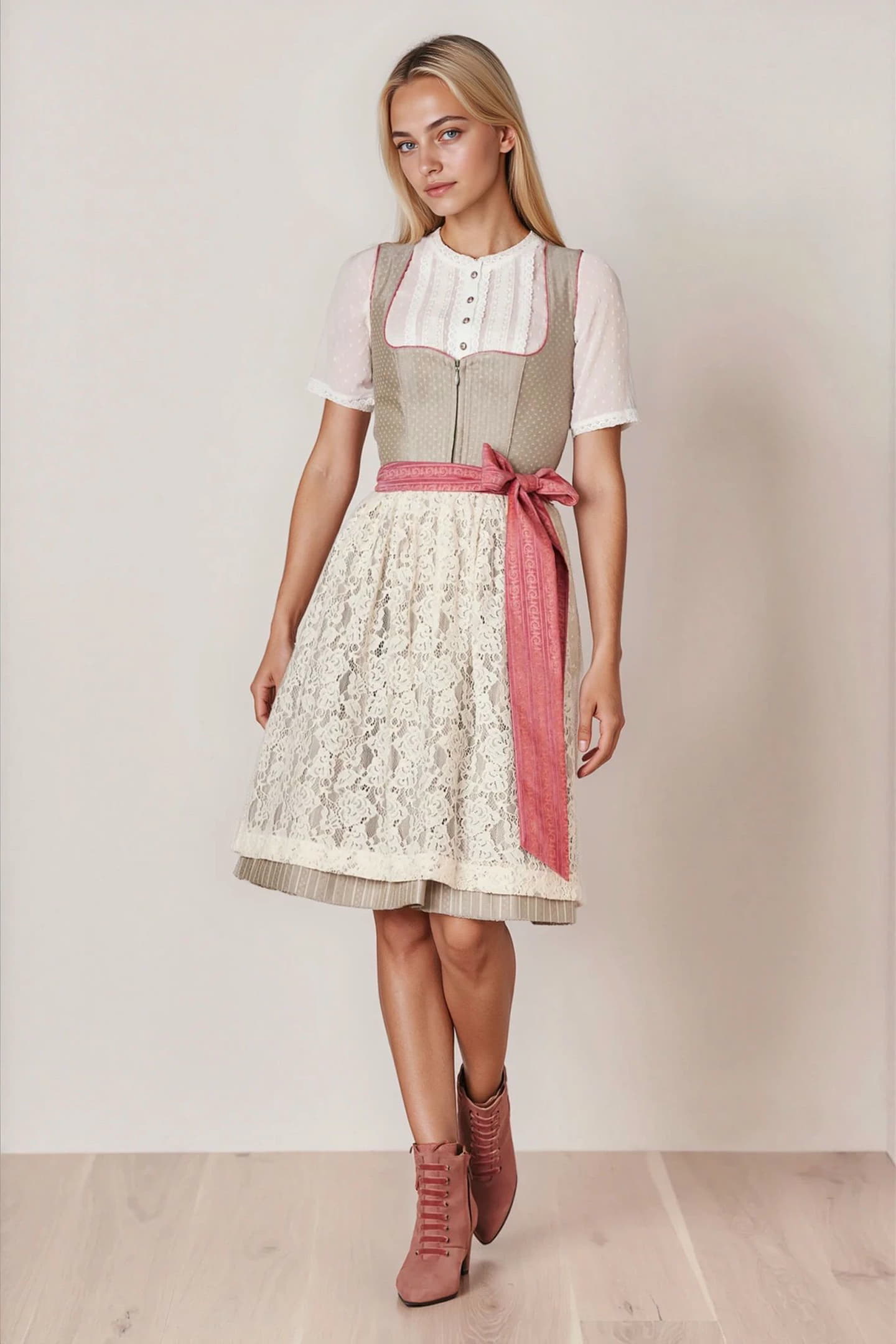 Julia Trentini Jennie Midi Dirndl, Beige — 60cm