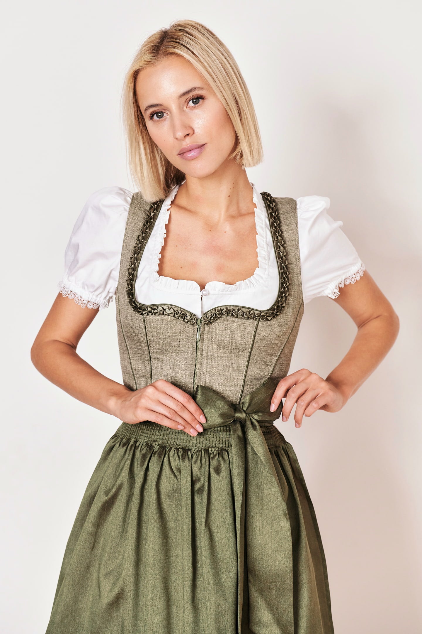 Julia Trentini Bea Midi Dirndl, Olive — 60cm