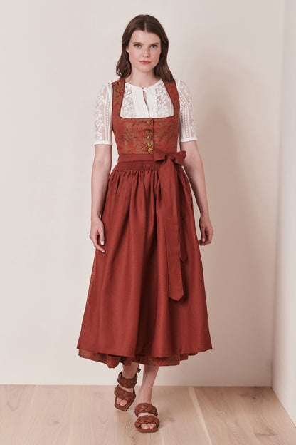 Julia Trentini Clementine dirndl in rust orange, 85cm