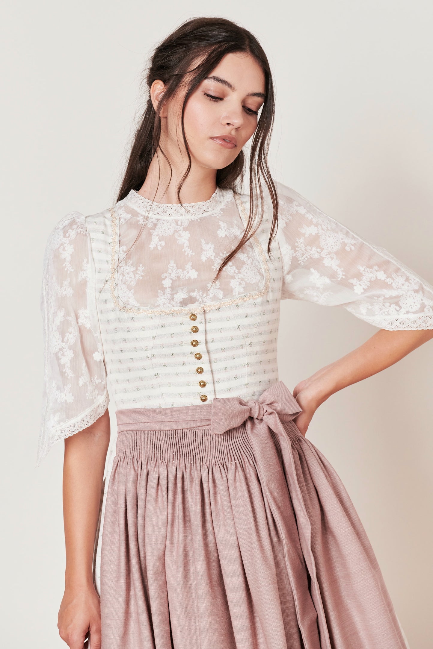 Julia Trentini Latizia Dirndl, Beige — 70cm Long