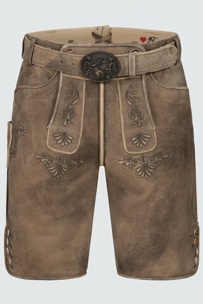 Trentini Men's Lederhosen "Emil" brown with belt