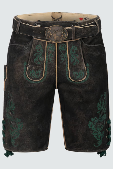 Trentini Men's Lederhosen "Oskar" dark brown with belt