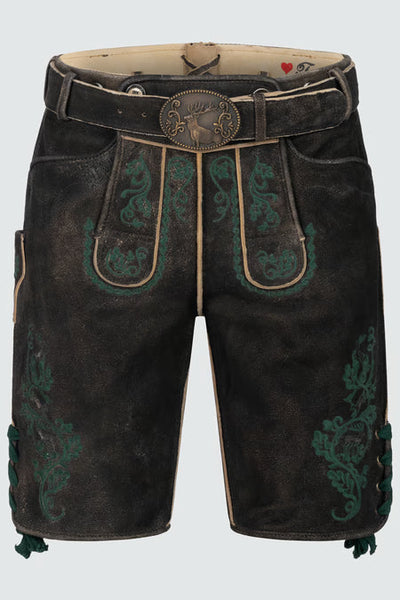 Trentini Men's Lederhosen "Oskar" dark brown with belt