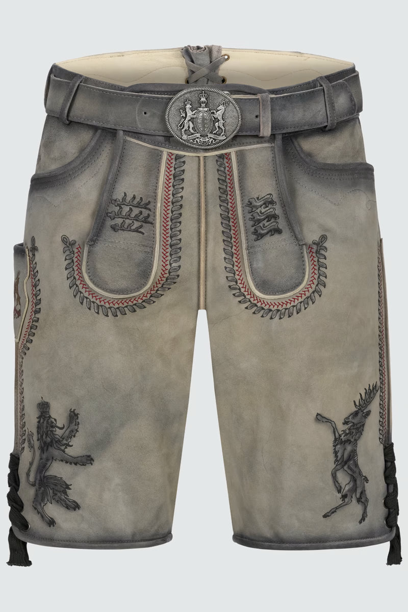 Kruger Men's Lederhosen "fearless" with belt (grey) low stock