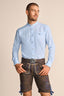 Blue Krueger Traditional "Matti" long sleeve shirt with button closure and stand-up collar.