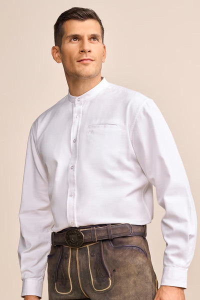 Krueger Traditional Long Sleeve Shirt "Abraham" in white on male model.