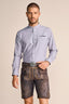 Krueger Traditional Long Sleeve Shirt "Samir" in gray with elegant stripes and stand-up collar.