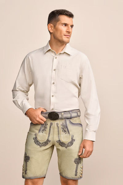 Krueger Traditional Shirt "Don" beige, elegant design, long sleeves, round neckline.