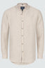 Krueger Traditional Shirt "Corwin" in beige with stand-up collar, round neck, long sleeves, button placket, and chest pocket.