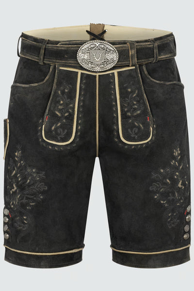 Kruger Men's Lederhosen "Kuno" with belt dark brown
