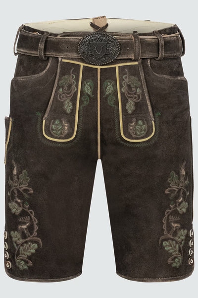 Kruger Men's Lederhosen "Adreon" (brown) with Belt (size 52,54)