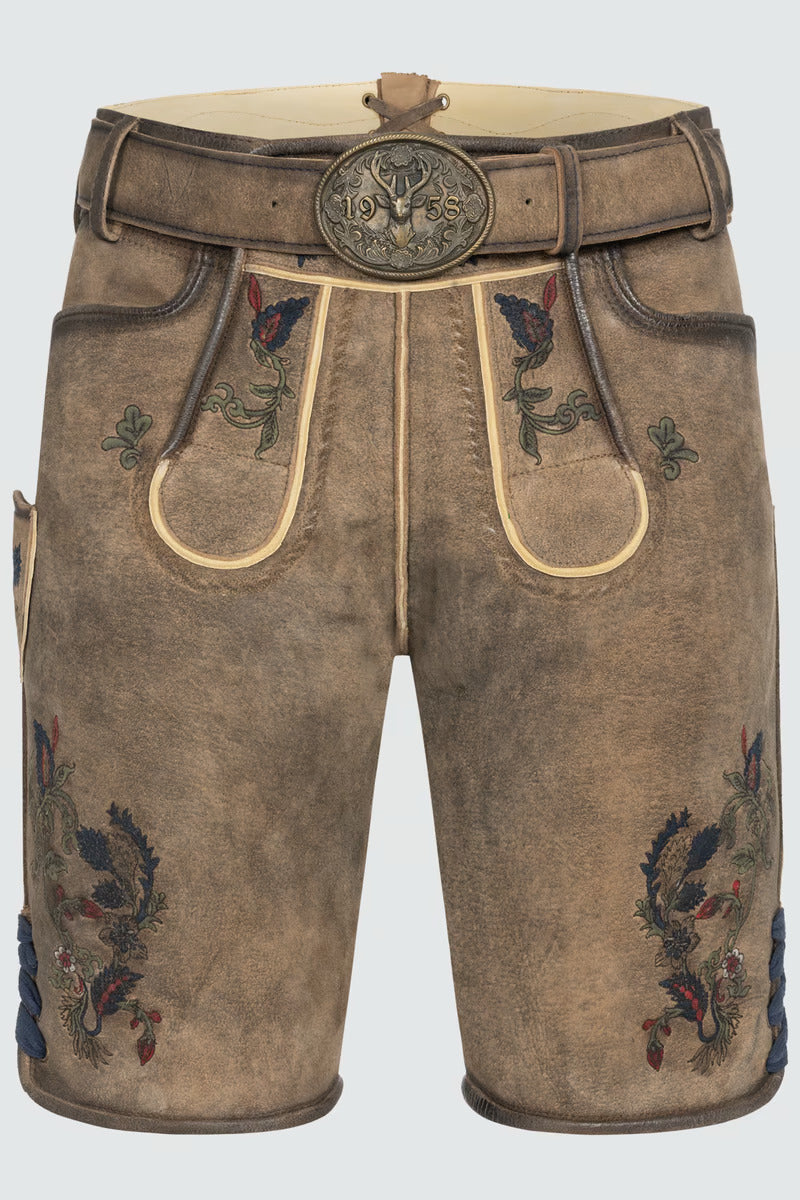 Kruger Men's Lederhosen "Emil" (light brown) with Belt