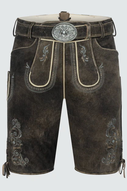 Kruger Men's Lederhosen "Gideon" with belt (dark brown) size 46,52
