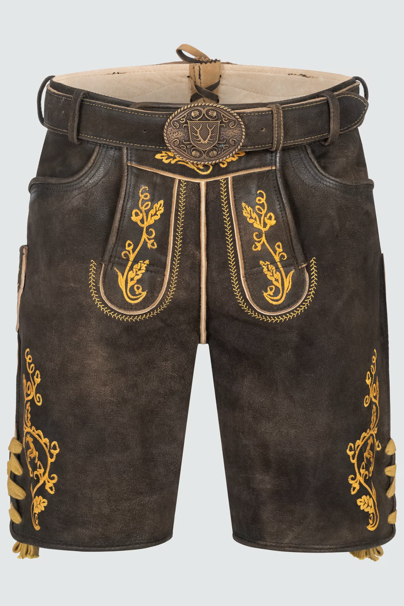 Kruger Men's Lederhosen "Tilo" brown/yellow