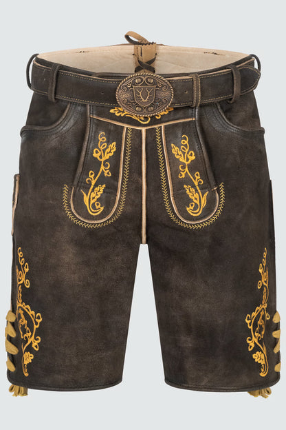 Kruger Men's Lederhosen "Tilo" brown/yellow