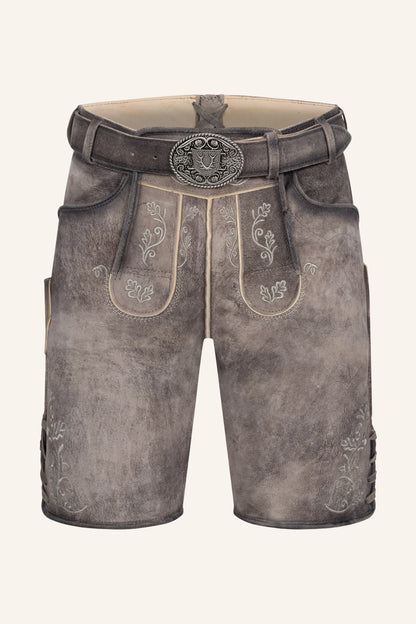 Kruger Men's Lederhosen "Zephar" with belt - Brown