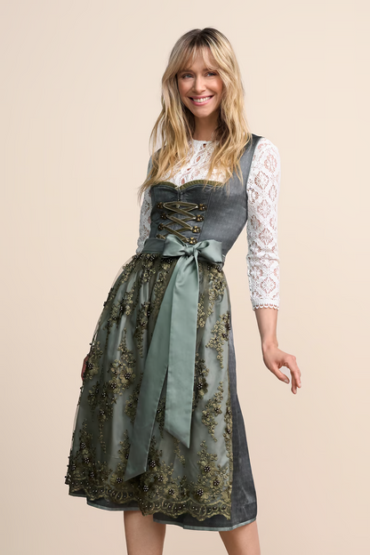 Kruger Long Dirndl 2pcs. 70cm "Lunessa" green (size 36)