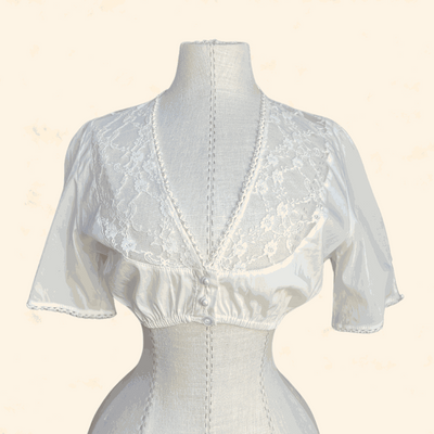 Ecru lace Kruger Collection Dirndl Blouse "1025" made of 100% polyester, size 36.