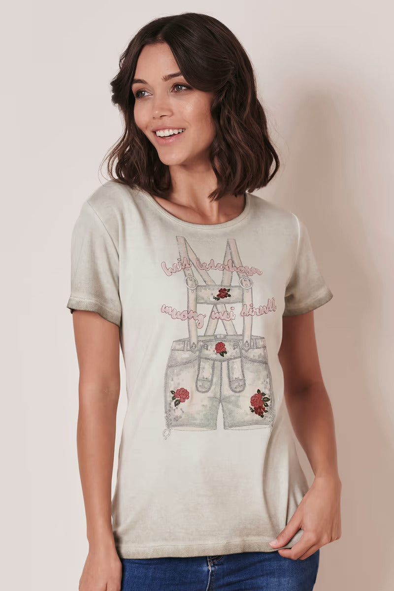 Woman's T-Shirt with Lederhosen Print
