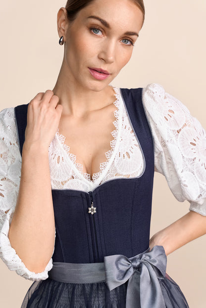 Kruger Midi Dirndl 2pcs. 60cm "Tessi" blue (size 46)