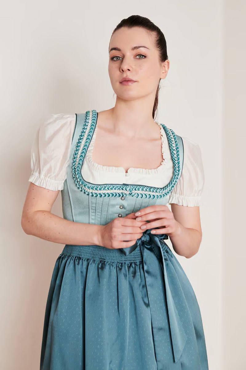 Kruger Midi Dirndl 2pcs. 60cm "Nikki" turquoise
